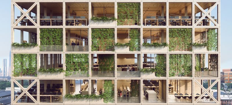 Fachada pixel busca integrar natureza e ambiente corporativo