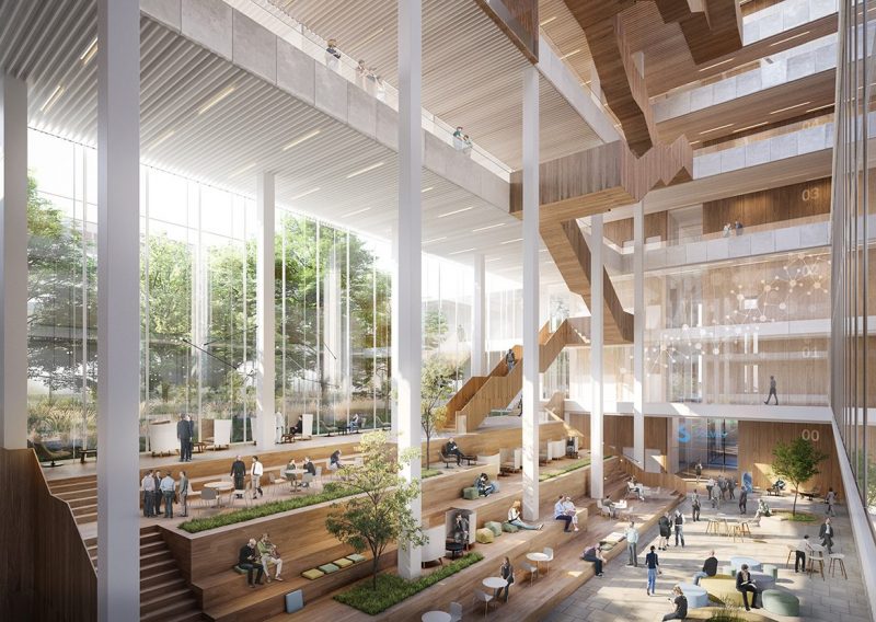 Átrio tem grande entrada de luz natural