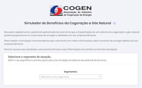 Simulador Cogen para cogeração a gás natural