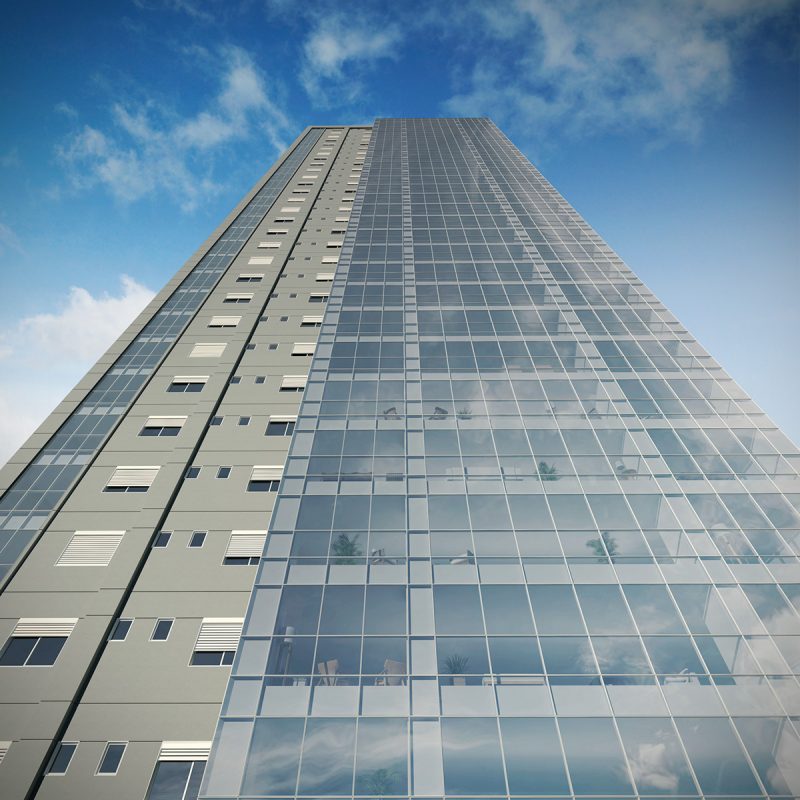 Perspectiva da fachada do Kingdom Park Residence, empreendimento da SIM Engenharia.