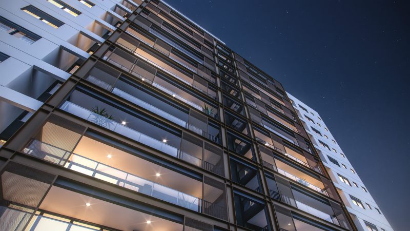 Perspectiva da fachada do Iman Vila Mariana